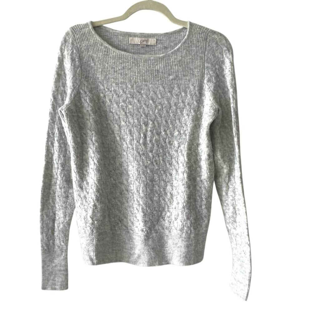 LOFT Gray Cable Knit Sweater | XS
